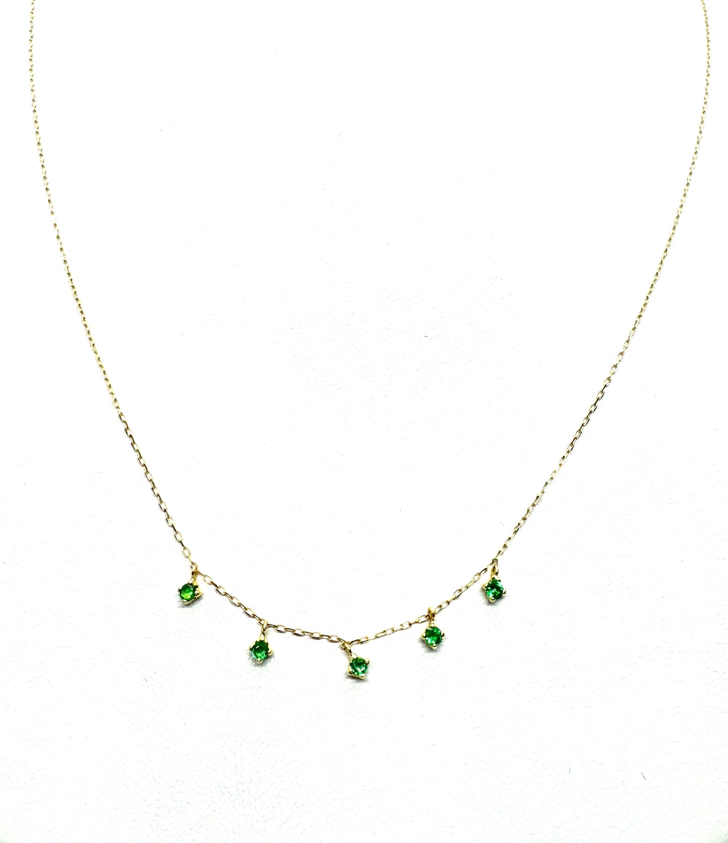 Dangling Emerald Drop Necklace 15.5-17.5”
