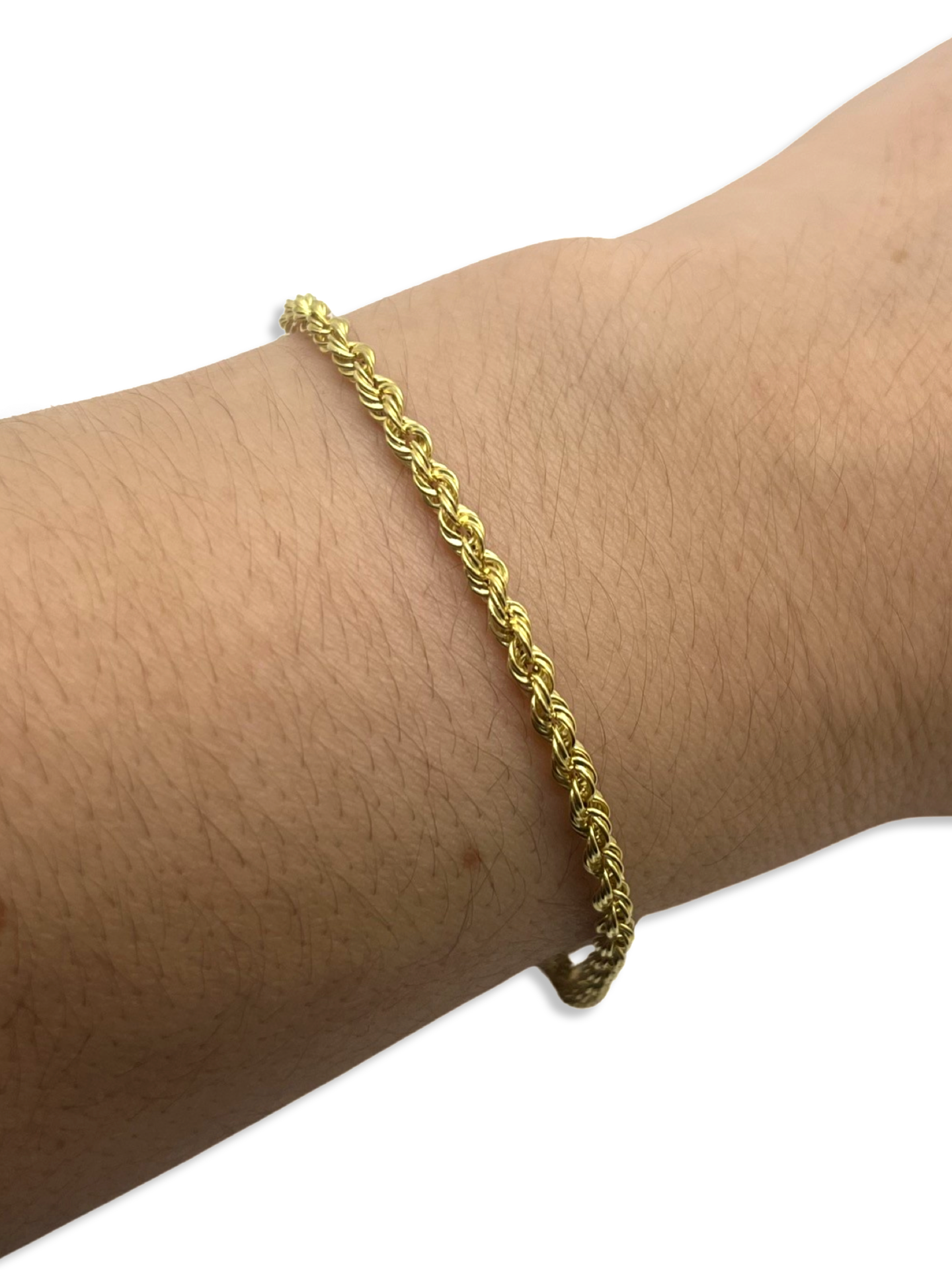 3mm Rope Chain Bracelet 14K Yellow Gold