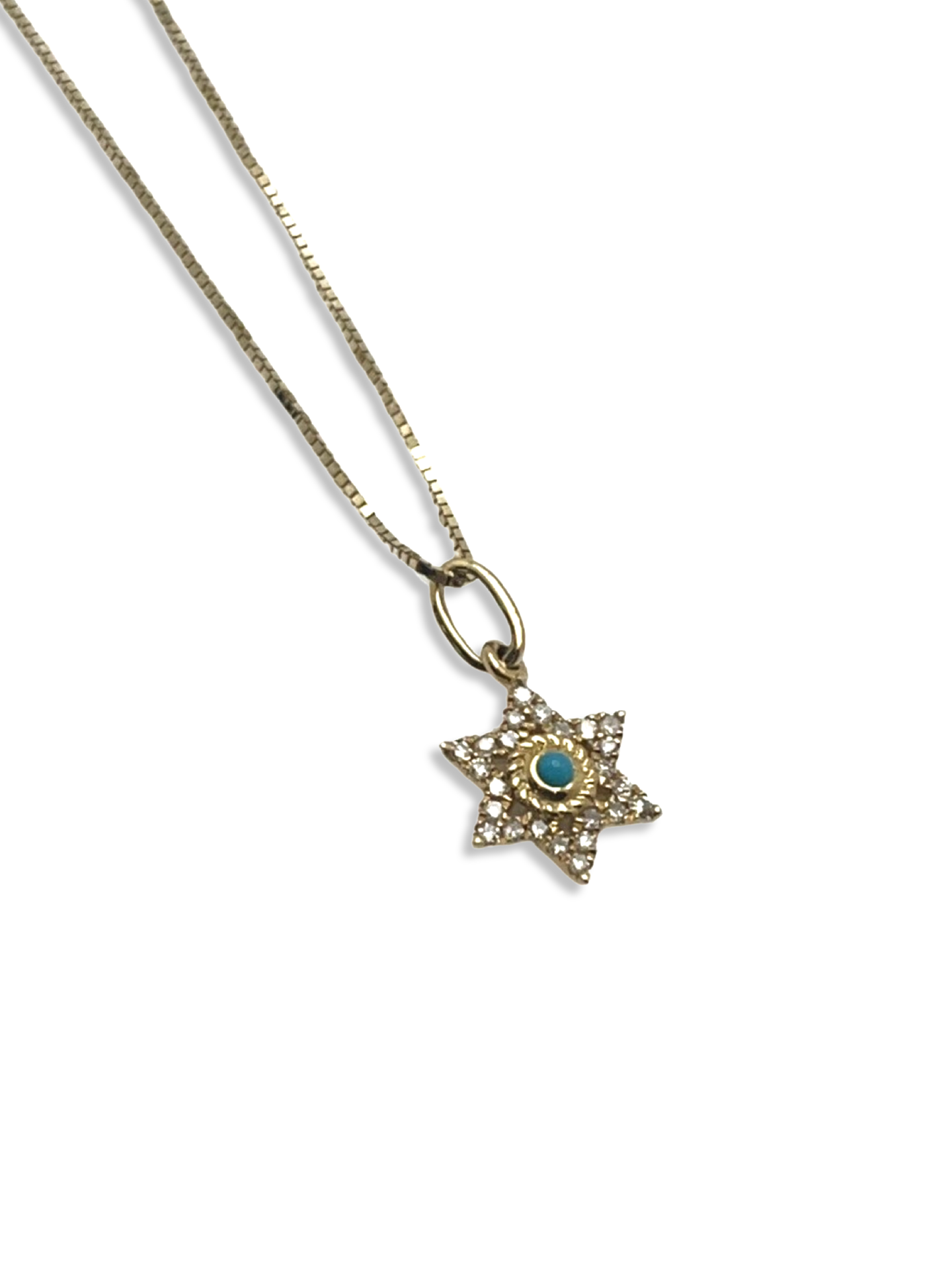 Mini 14K Diamond Star of David Charm Pendant