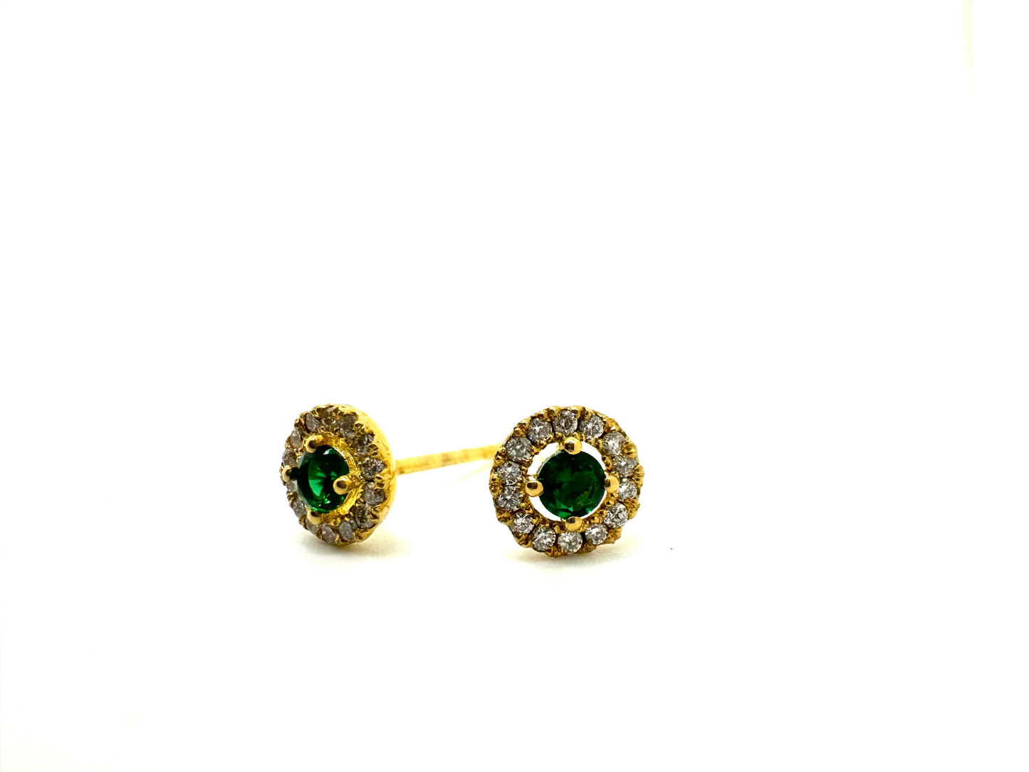 Emerald earrings with diamond Halo