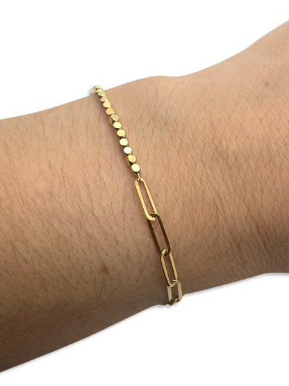 Beaded Nugget Paperclip Bracelet 7.5”