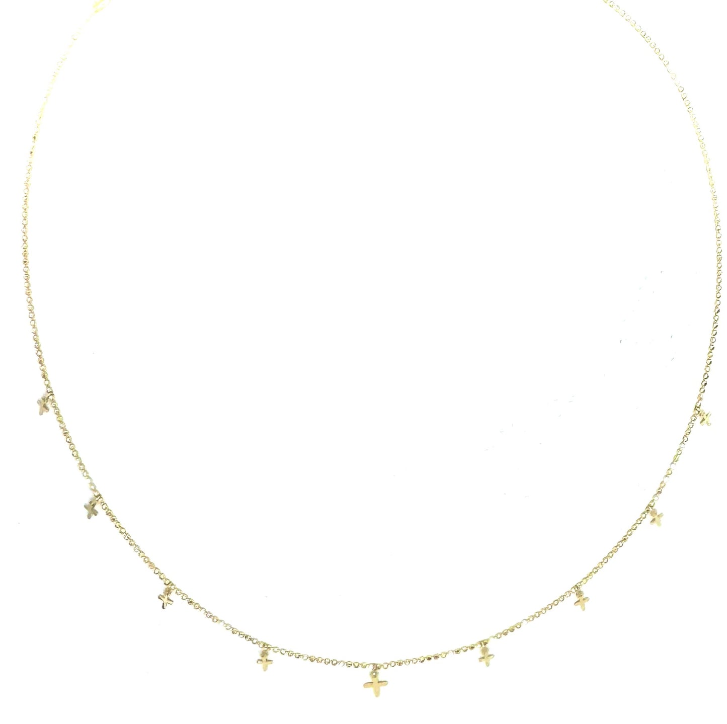Mini Dangling Cross Beaded Necklace 16.5”