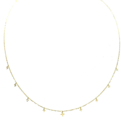 Mini Dangling Cross Beaded Necklace 16.5”