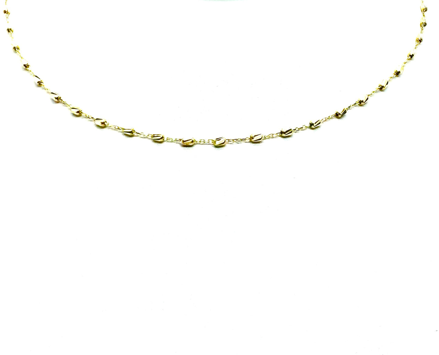 Beveled Yellow Gold Beaded Necklace 16-18”