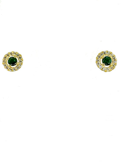 Emerald earrings with diamond Halo