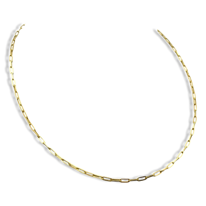 2.2mm Paperclip Yellow Gold Chain Necklace 18”