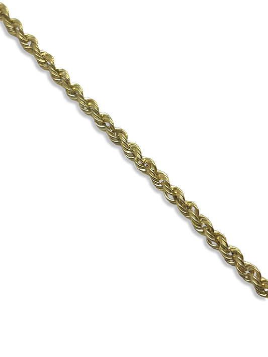 3mm Rope Chain Bracelet 14K Yellow Gold