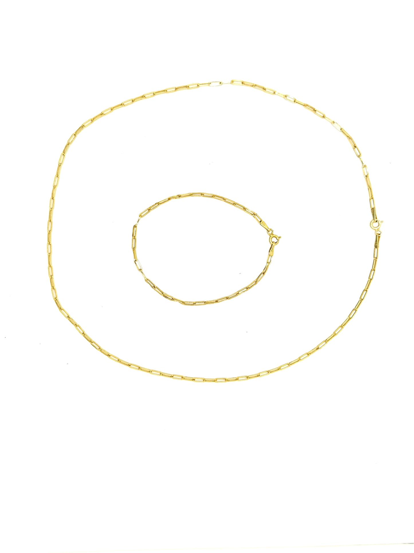 2.2mm Paperclip Yellow Gold Chain Necklace 18”