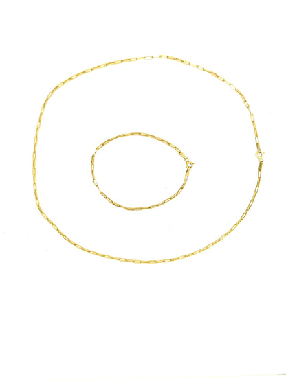 2.2mm Paperclip Yellow Gold Chain Necklace 18”