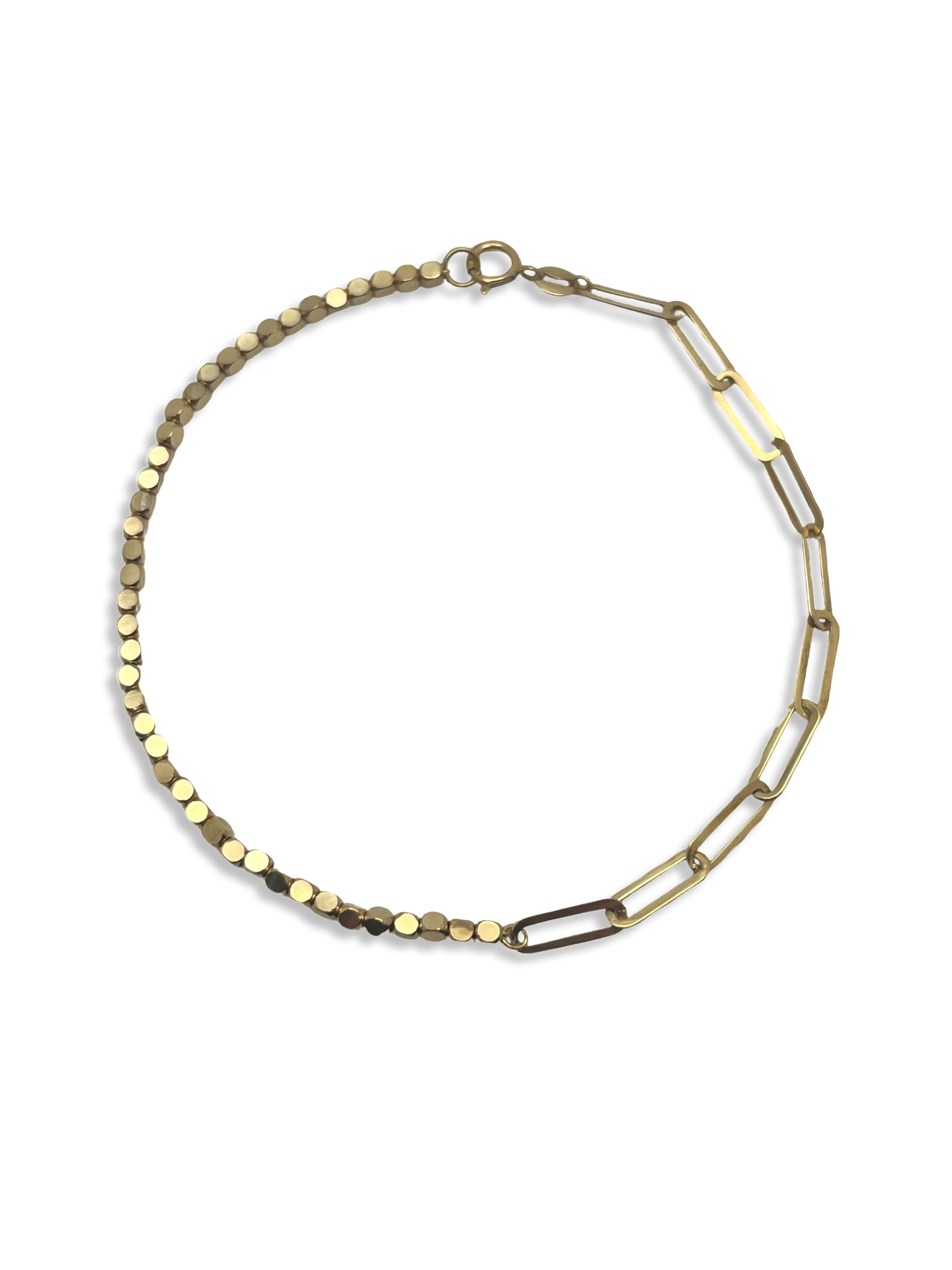 Beaded Nugget Paperclip Bracelet 7.5”
