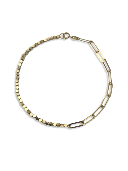Beaded Nugget Paperclip Bracelet 7.5”