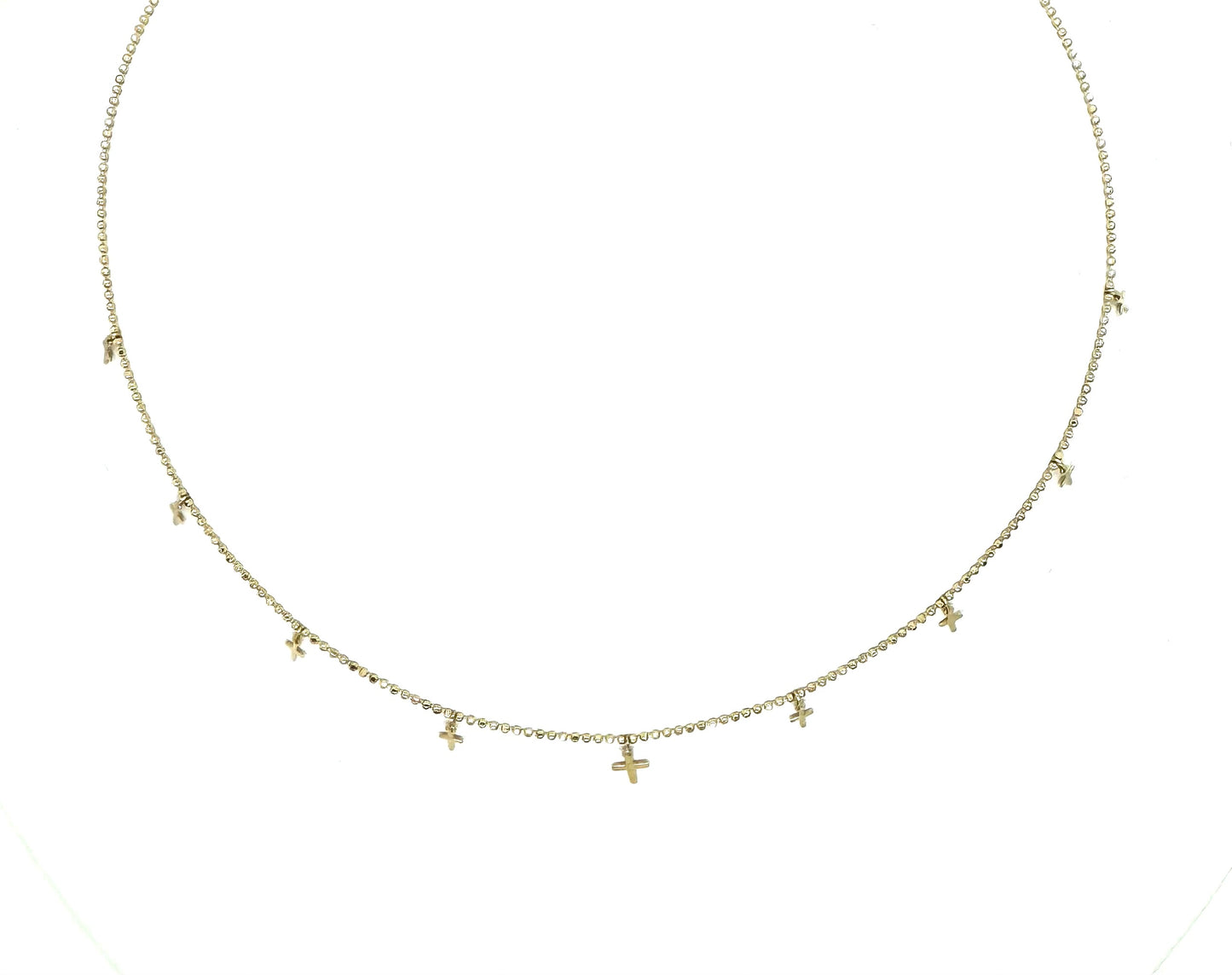 Mini Dangling Cross Beaded Necklace 16.5”