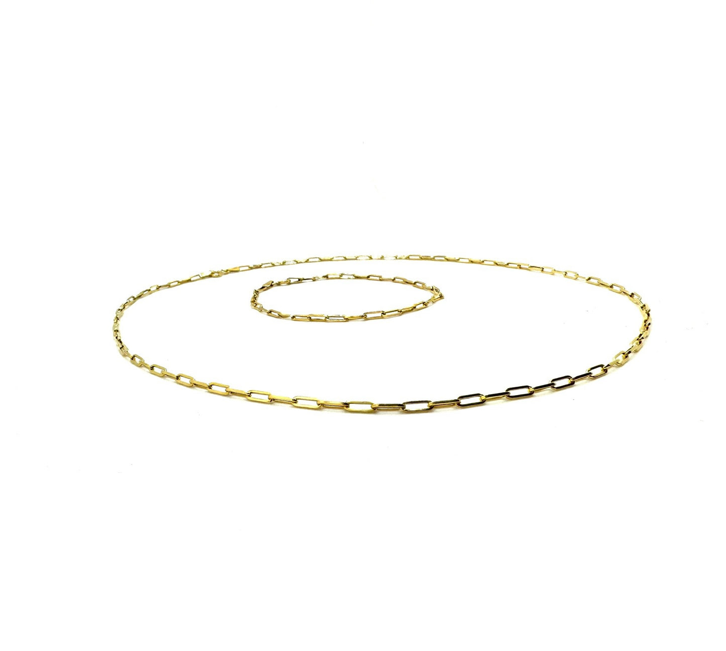 2.2mm Paperclip Yellow Gold Chain Necklace 18”