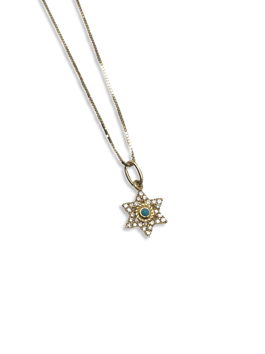 Mini 14K Diamond Star of David Charm Pendant