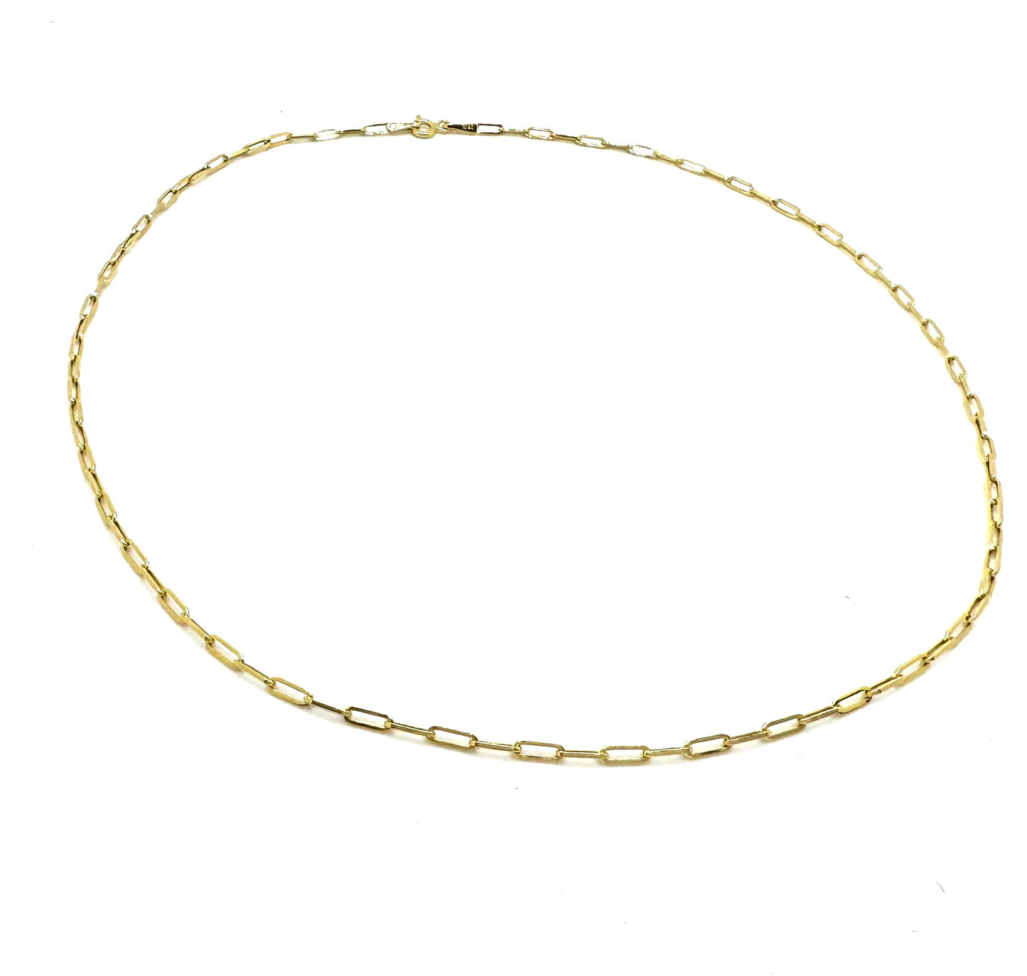 2.2mm Paperclip Yellow Gold Chain Necklace 18”