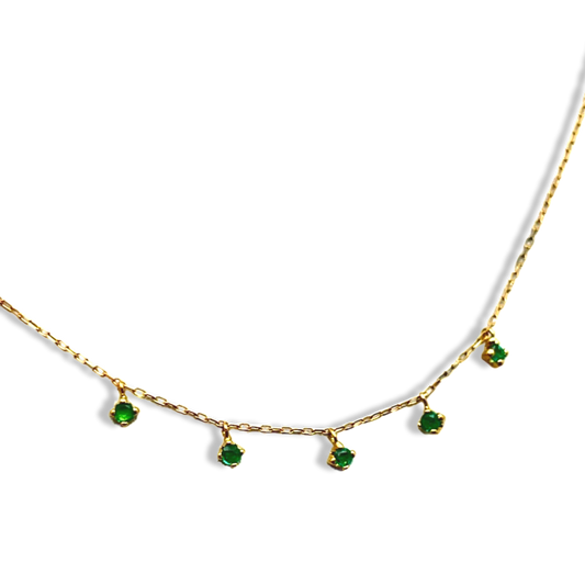 Dangling Emerald Drop Necklace 15.5-17.5”