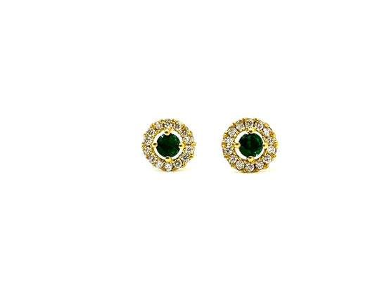 Emerald earrings with diamond Halo
