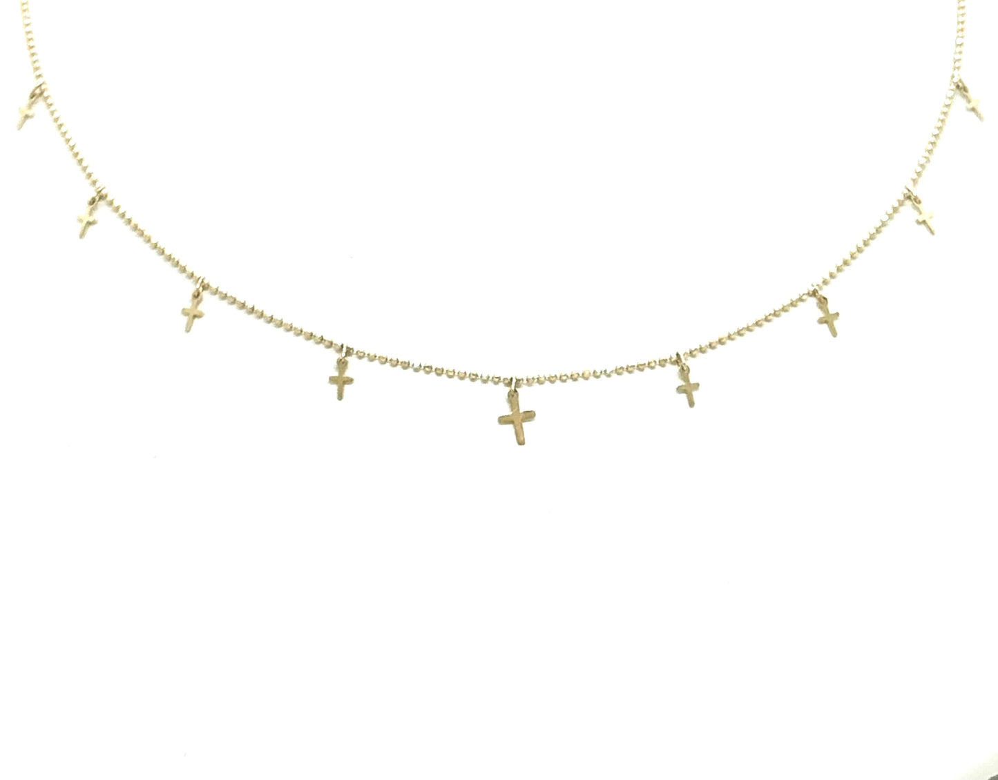 Mini Dangling Cross Beaded Necklace 16.5”