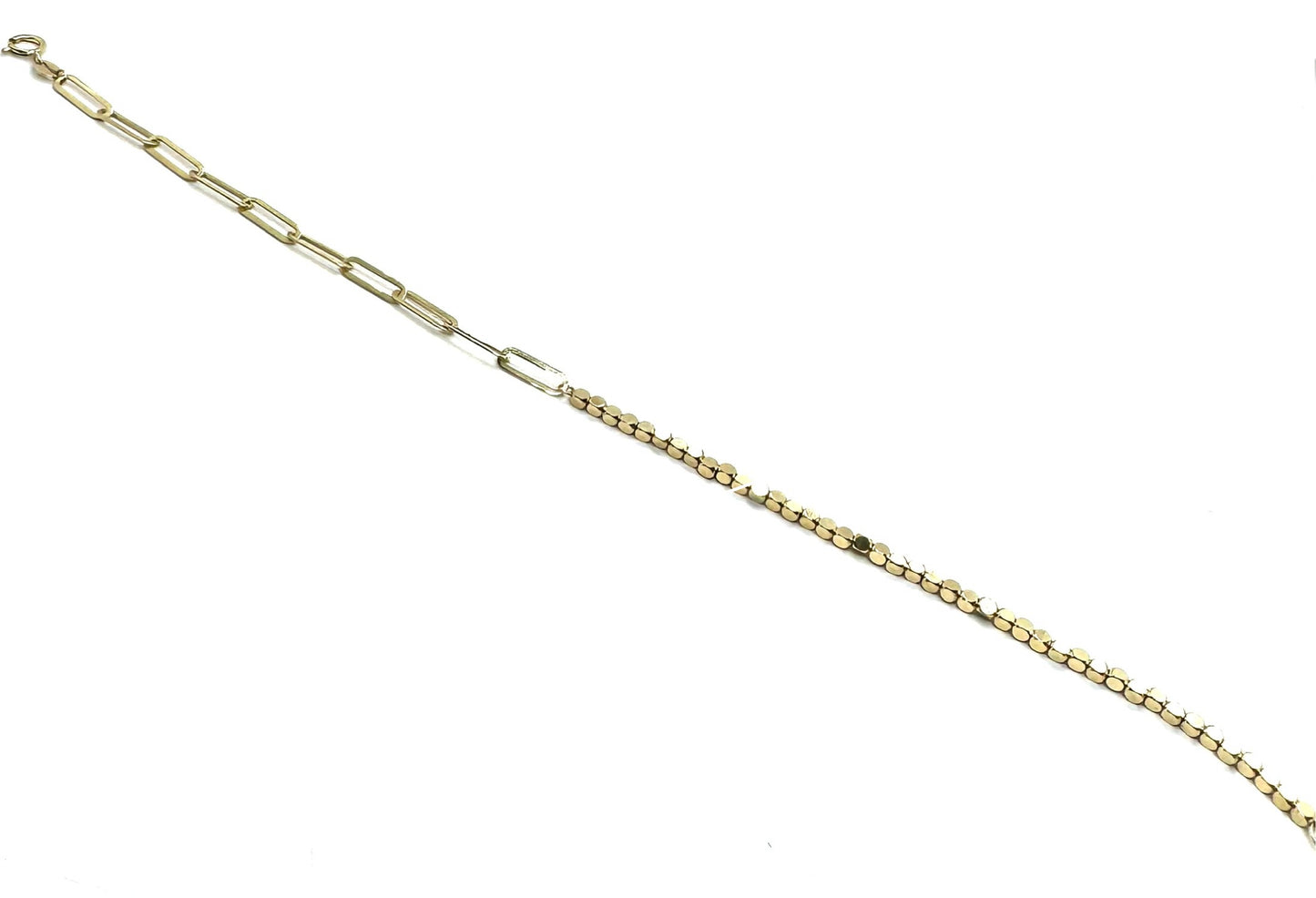 Beaded Nugget Paperclip Bracelet 7.5”