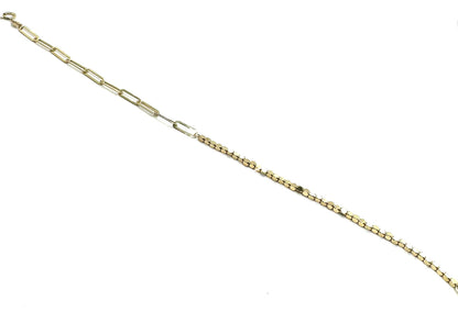 Beaded Nugget Paperclip Bracelet 7.5”
