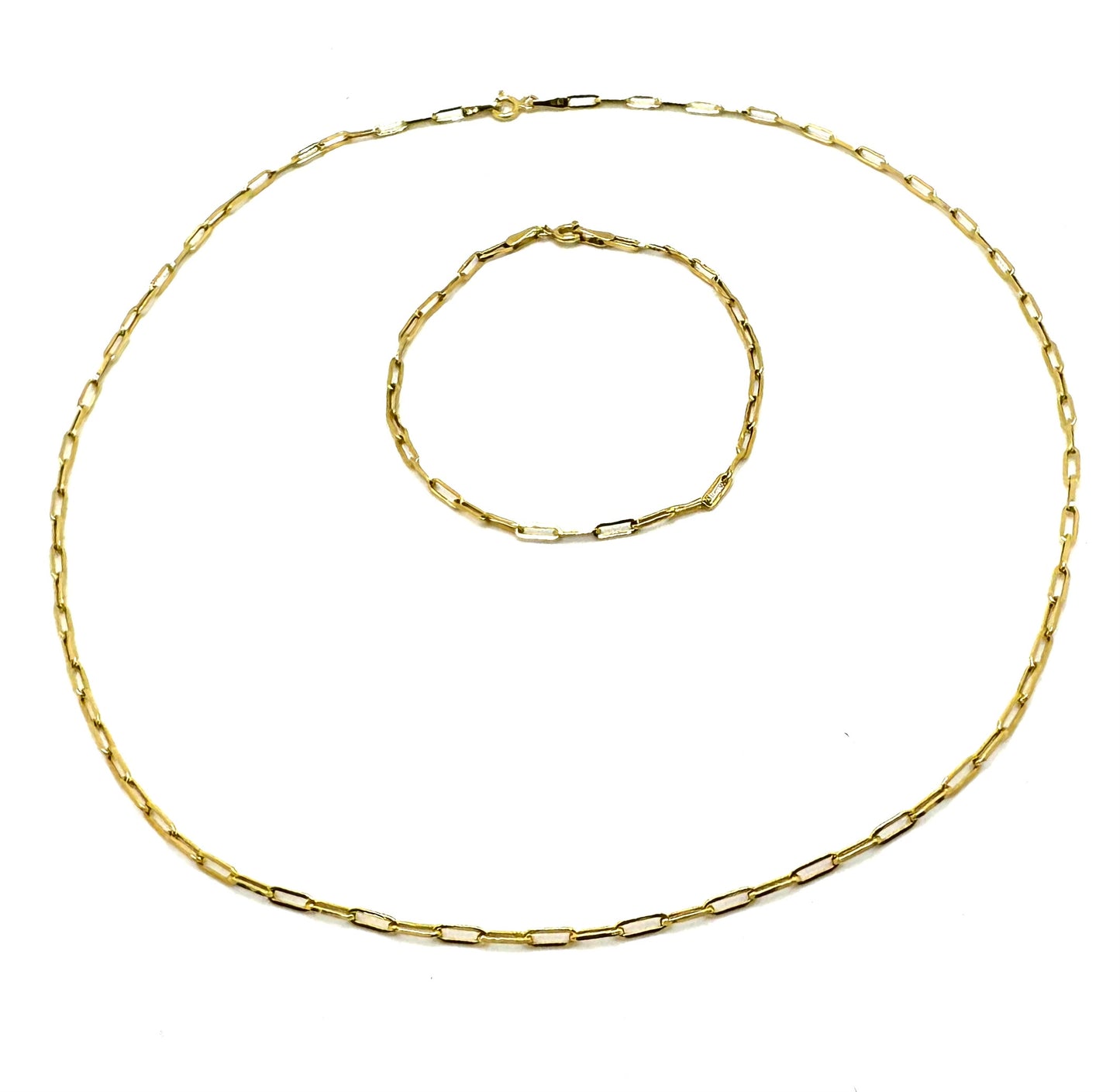 2.2mm Paperclip Yellow Gold Chain Necklace 18”
