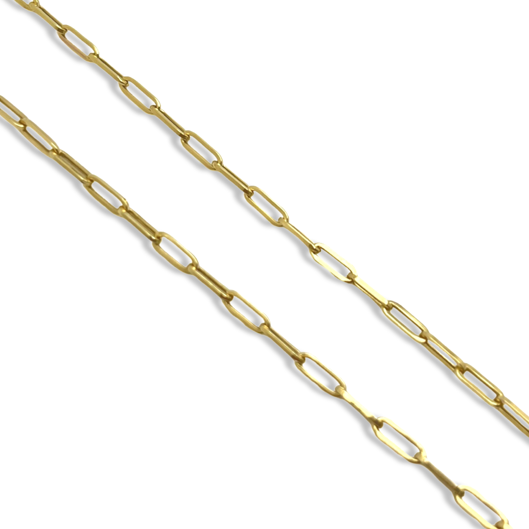 2.2mm Paperclip Yellow Gold Chain Necklace 18”