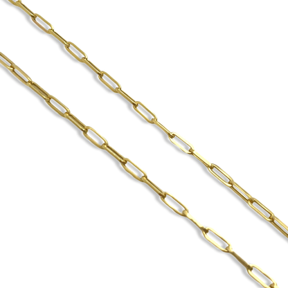 2.2mm Paperclip Yellow Gold Chain Necklace 18”