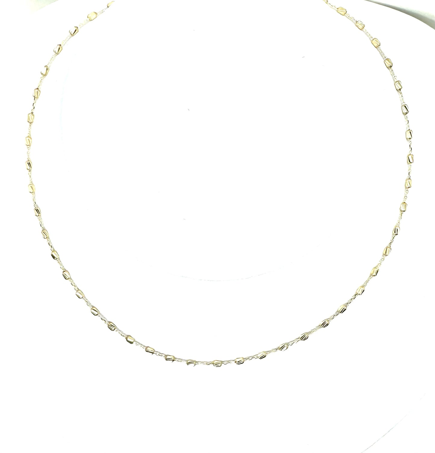 Beveled Yellow Gold Beaded Necklace 16-18”
