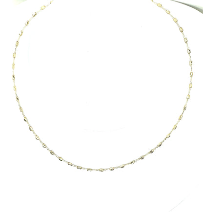Beveled Yellow Gold Beaded Necklace 16-18”