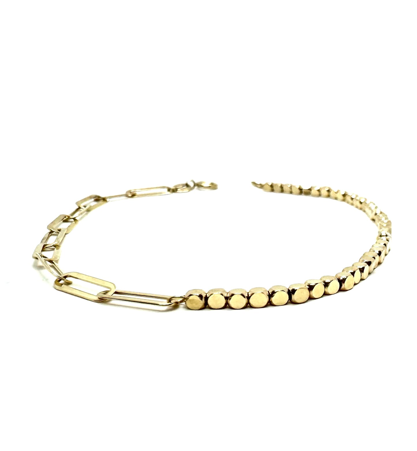 Beaded Nugget Paperclip Bracelet 7.5”