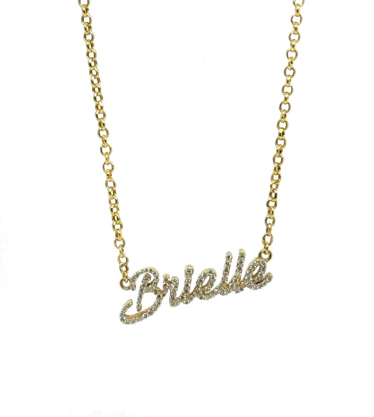 Customizable VS Diamond Pave Name Necklace