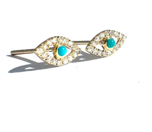 Eye earrings with turquoise center