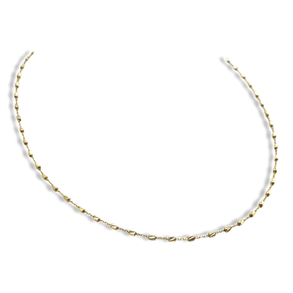 Beveled Yellow Gold Beaded Necklace 16-18”