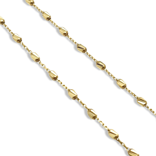Beveled Yellow Gold Beaded Necklace 16-18”