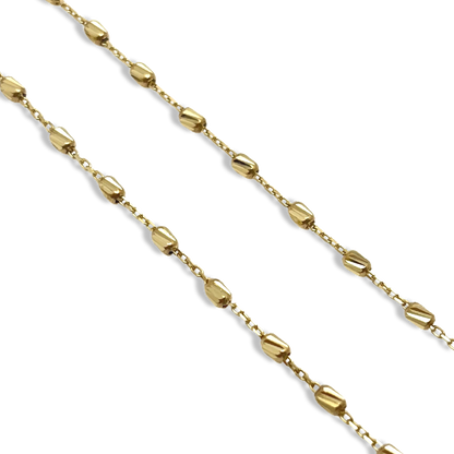 Beveled Yellow Gold Beaded Necklace 16-18”